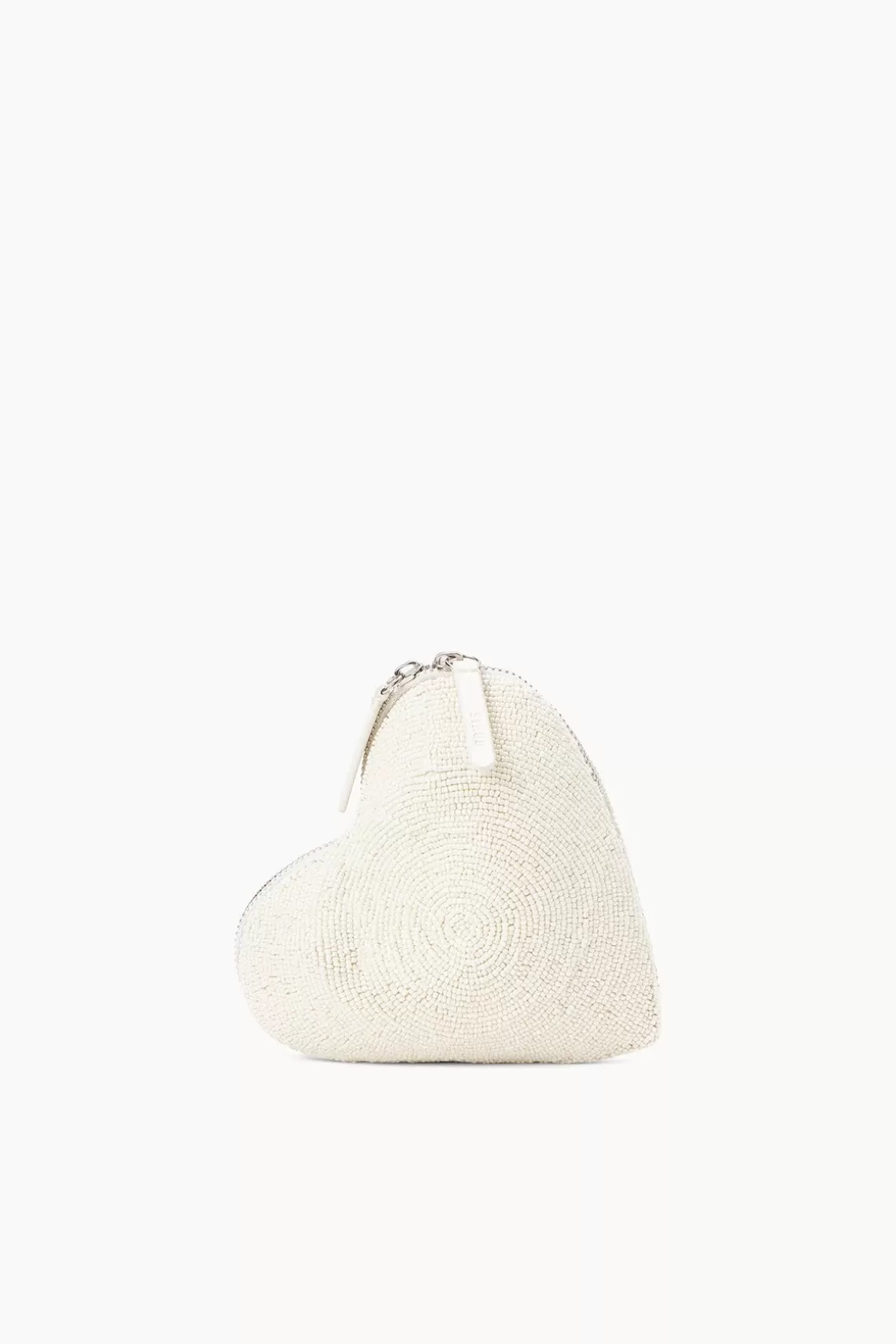 HANDBAGS STAUD -BEADED HEART CLUTCH - CREAM