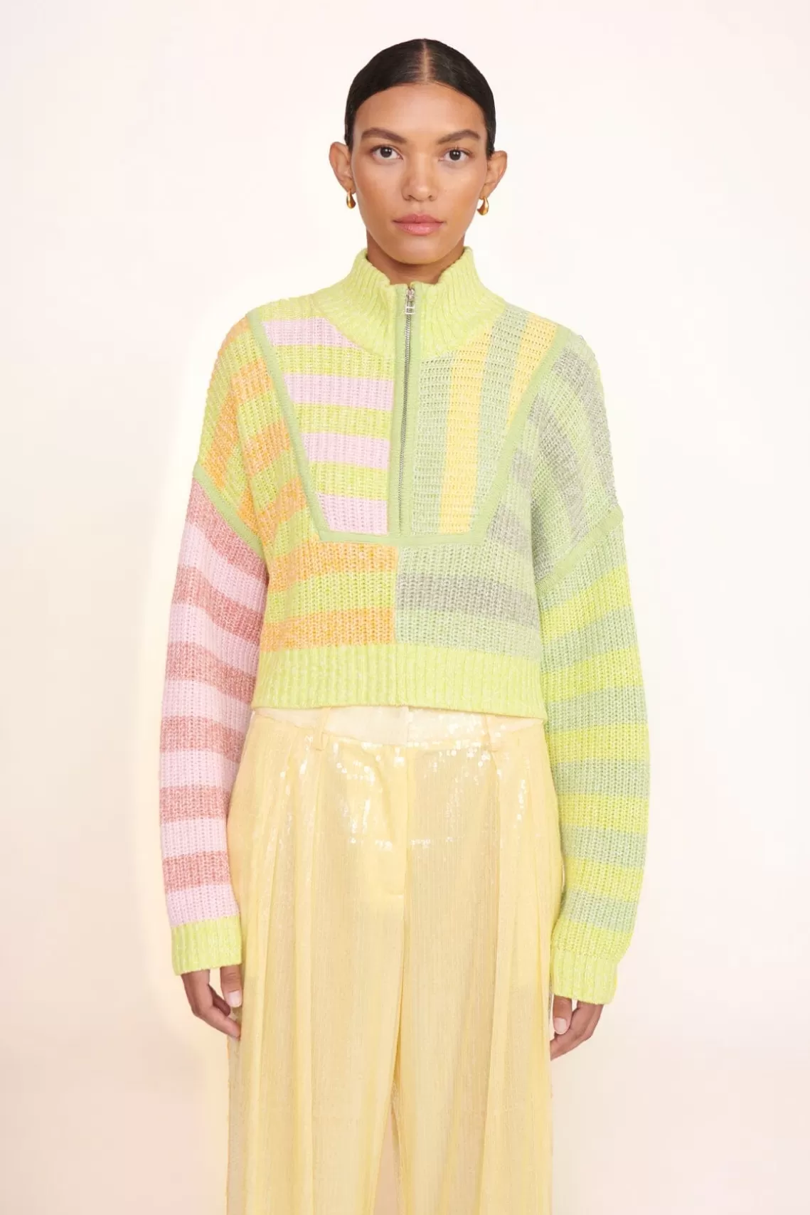 CLOTHING STAUD -CROPPED HAMPTON SWEATER - MULTI SUNRAY