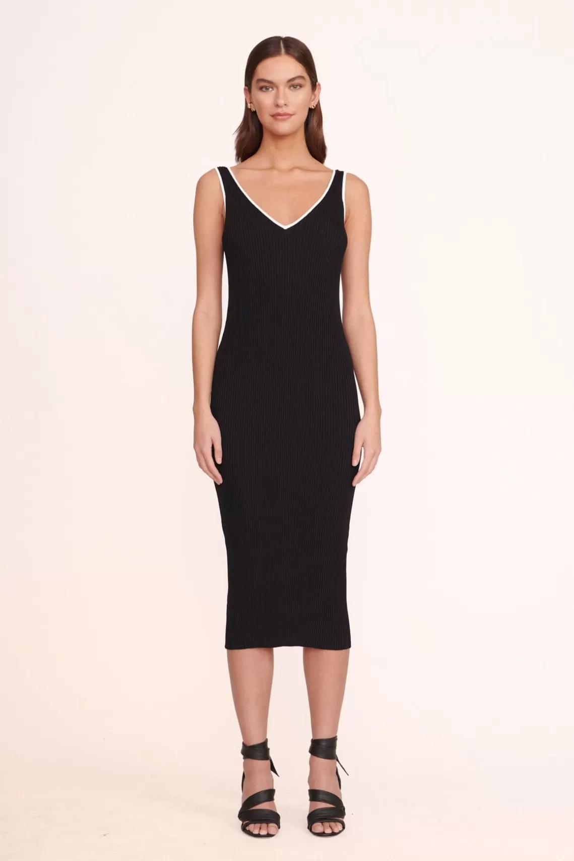 CLOTHING STAUD -DANA DRESS BLACK - BLACK WHITE