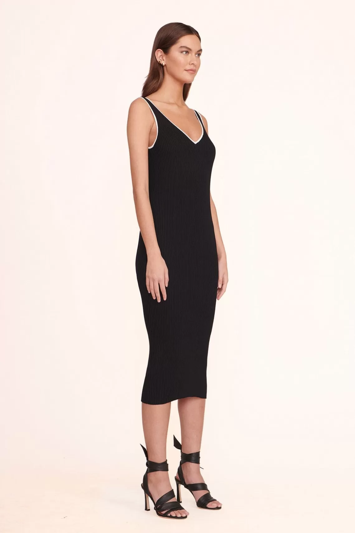 CLOTHING STAUD -DANA DRESS BLACK - BLACK WHITE