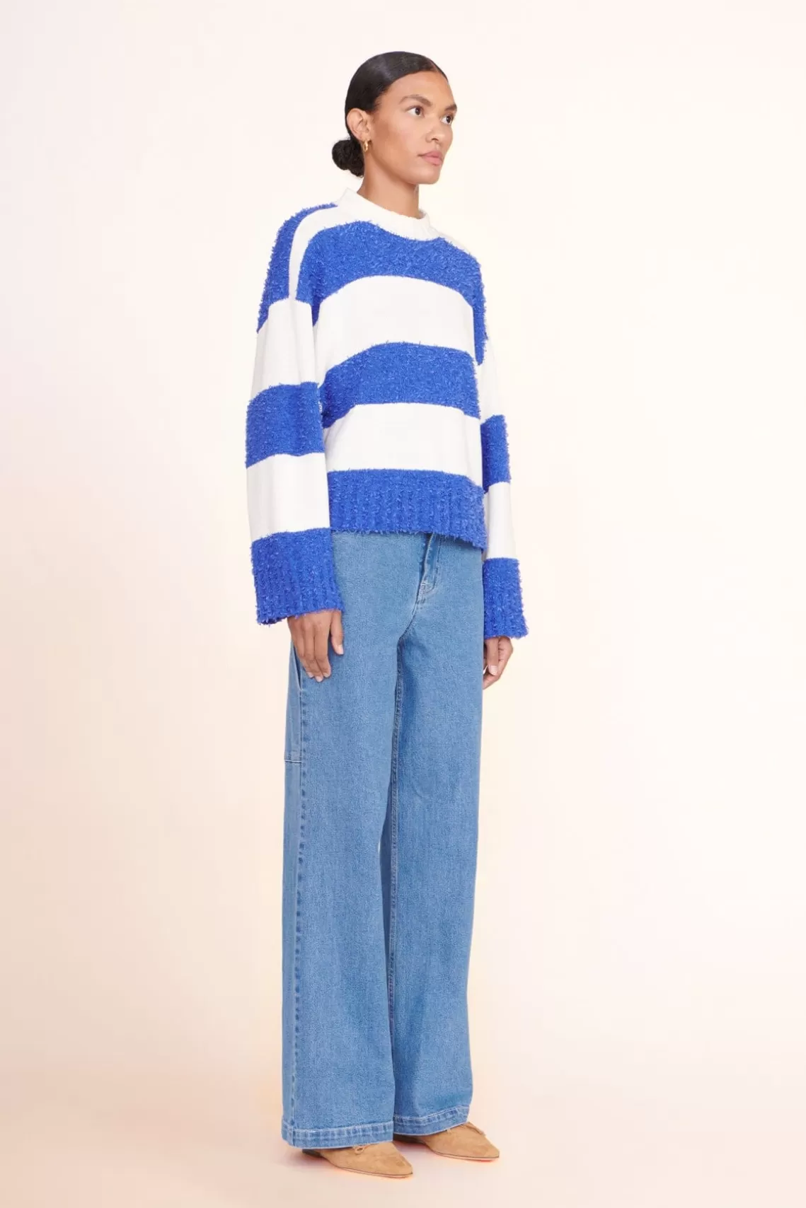 CLOTHING STAUD -DELANEY SWEATER - WHITE ATLANTIC RUGBY STRIPE