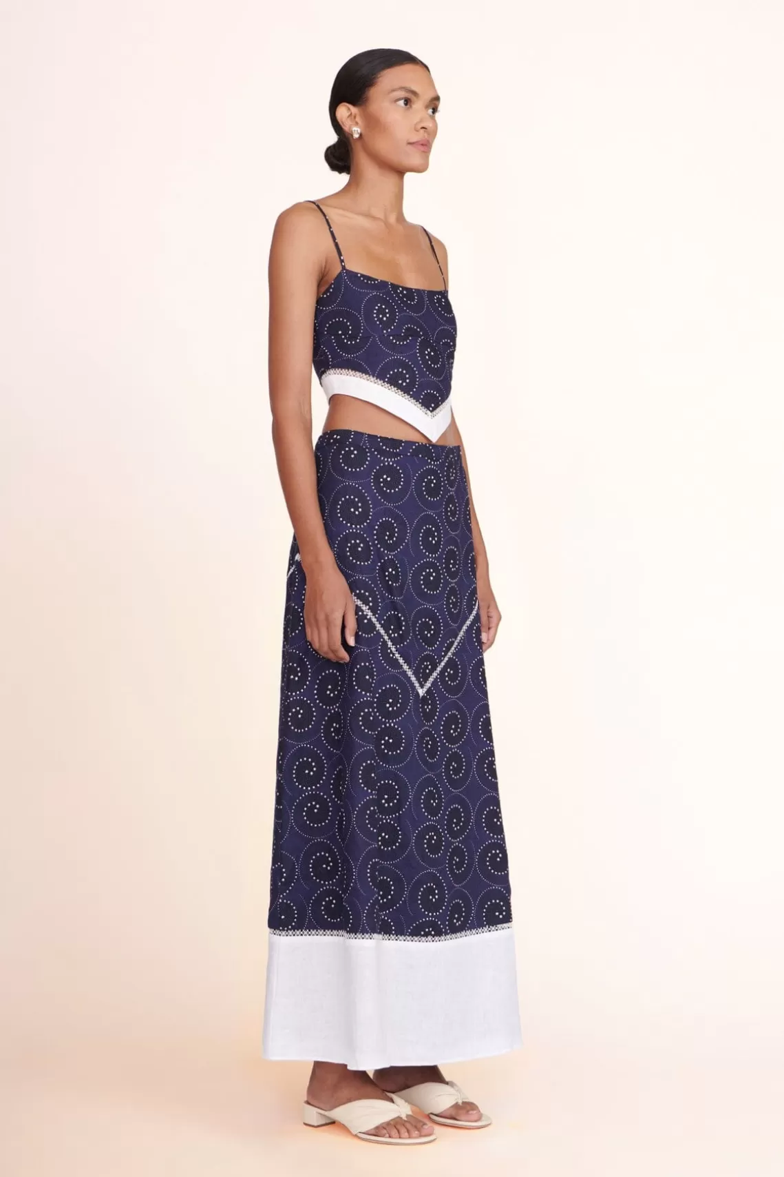 CLOTHING STAUD -KATHLEEN SKIRT - NAVY WHIRLPOOL WHITE