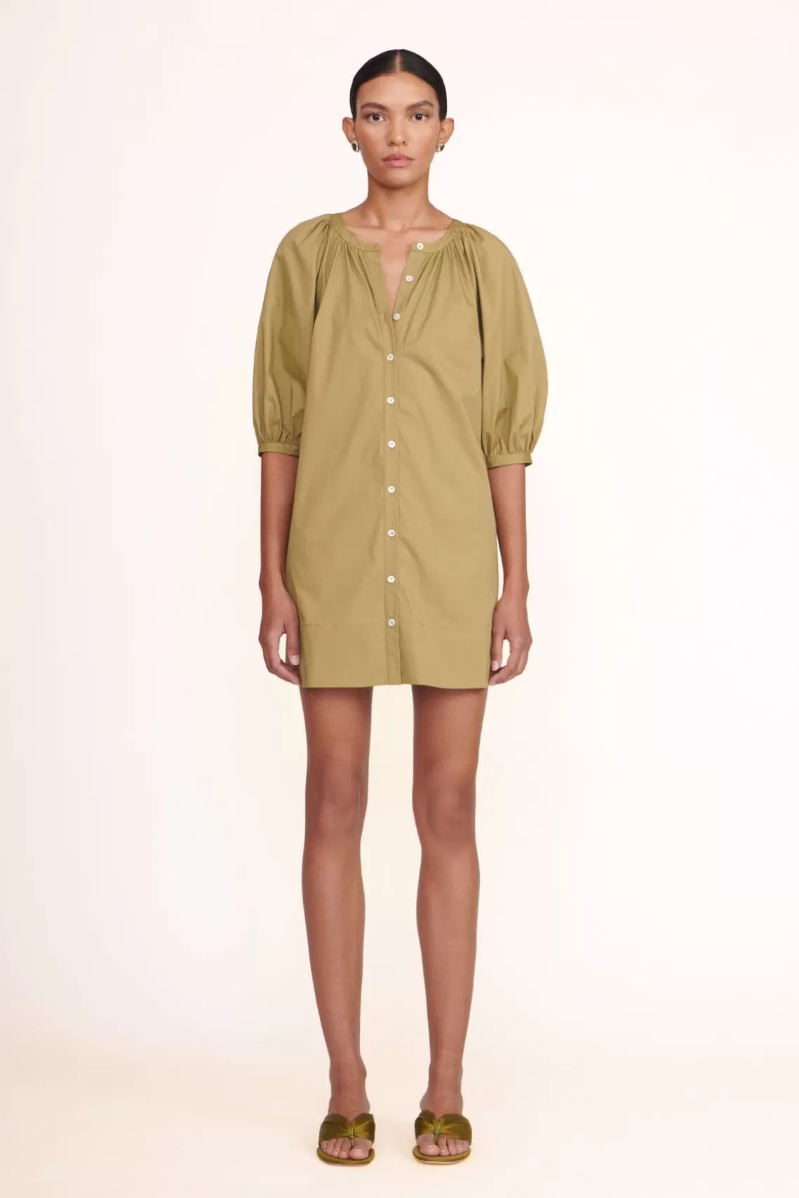 CLOTHING STAUD -MINI VINCENT DRESS - KHAKI