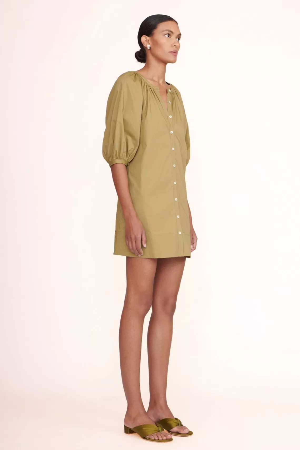 CLOTHING STAUD -MINI VINCENT DRESS - KHAKI