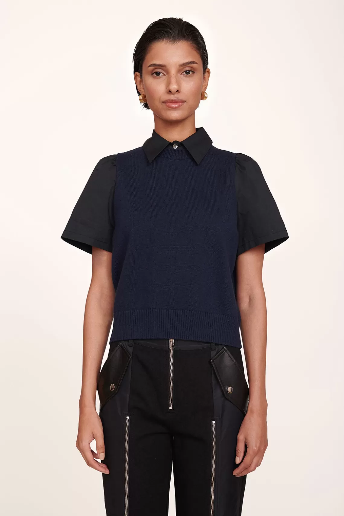 CLOTHING STAUD - ARYA TOP NAVY BLACK