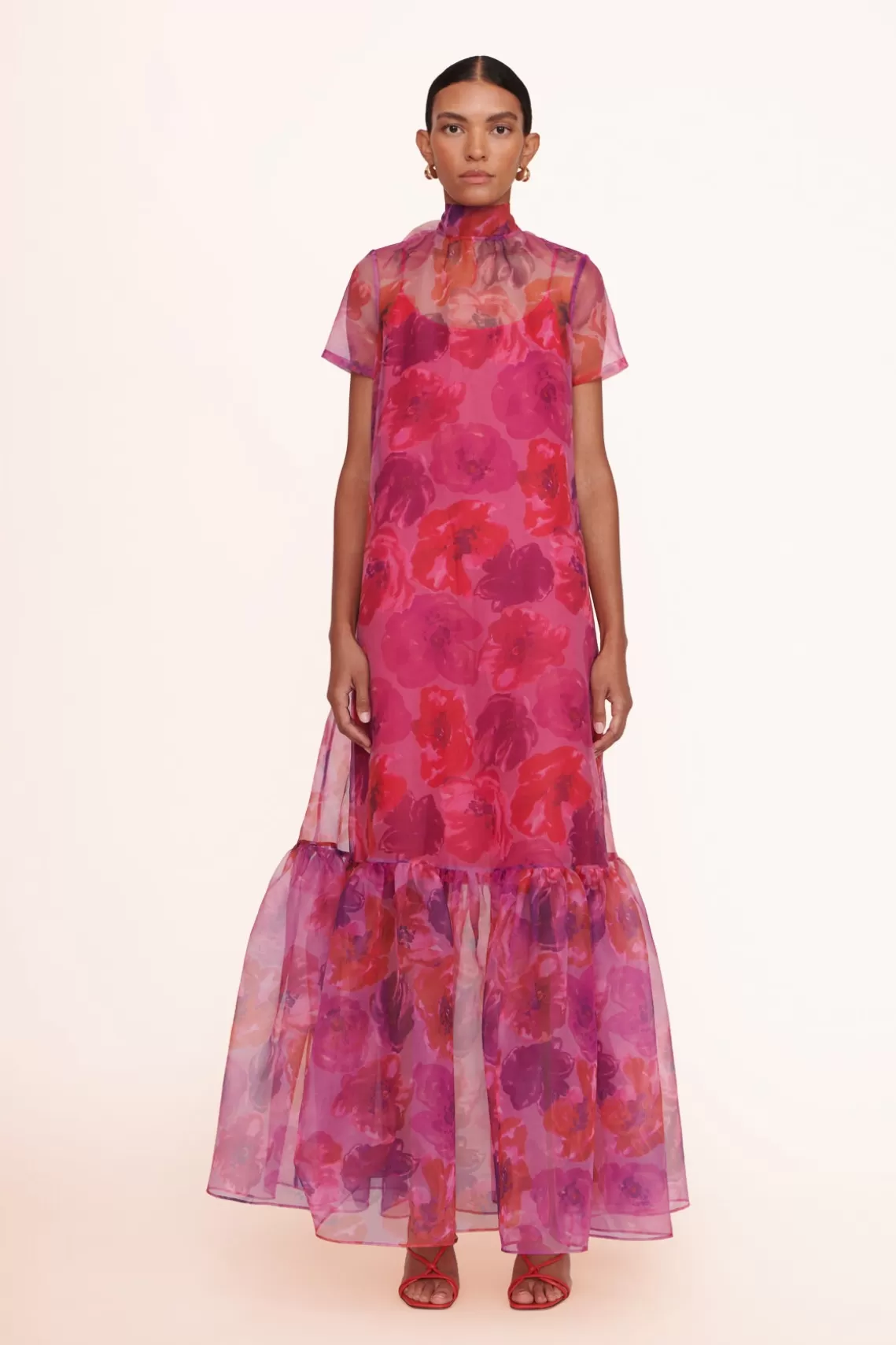 CLOTHING STAUD - CALLUNA DRESS MAGENTA PAINTED FLORAL