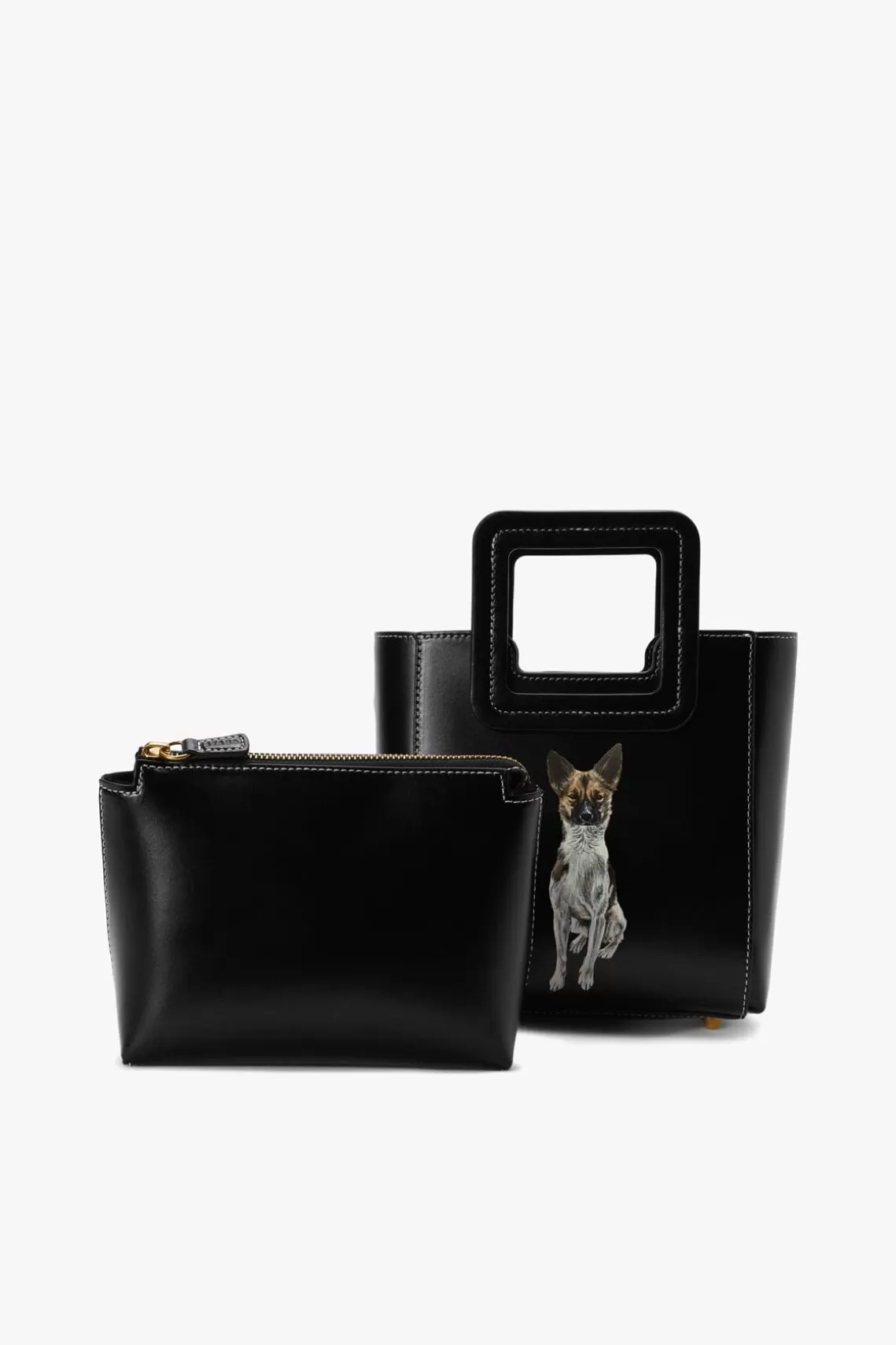 PET STAUD Pet Handbags- CUSTOM MINI SHIRLEY LEATHER BAG BLACK