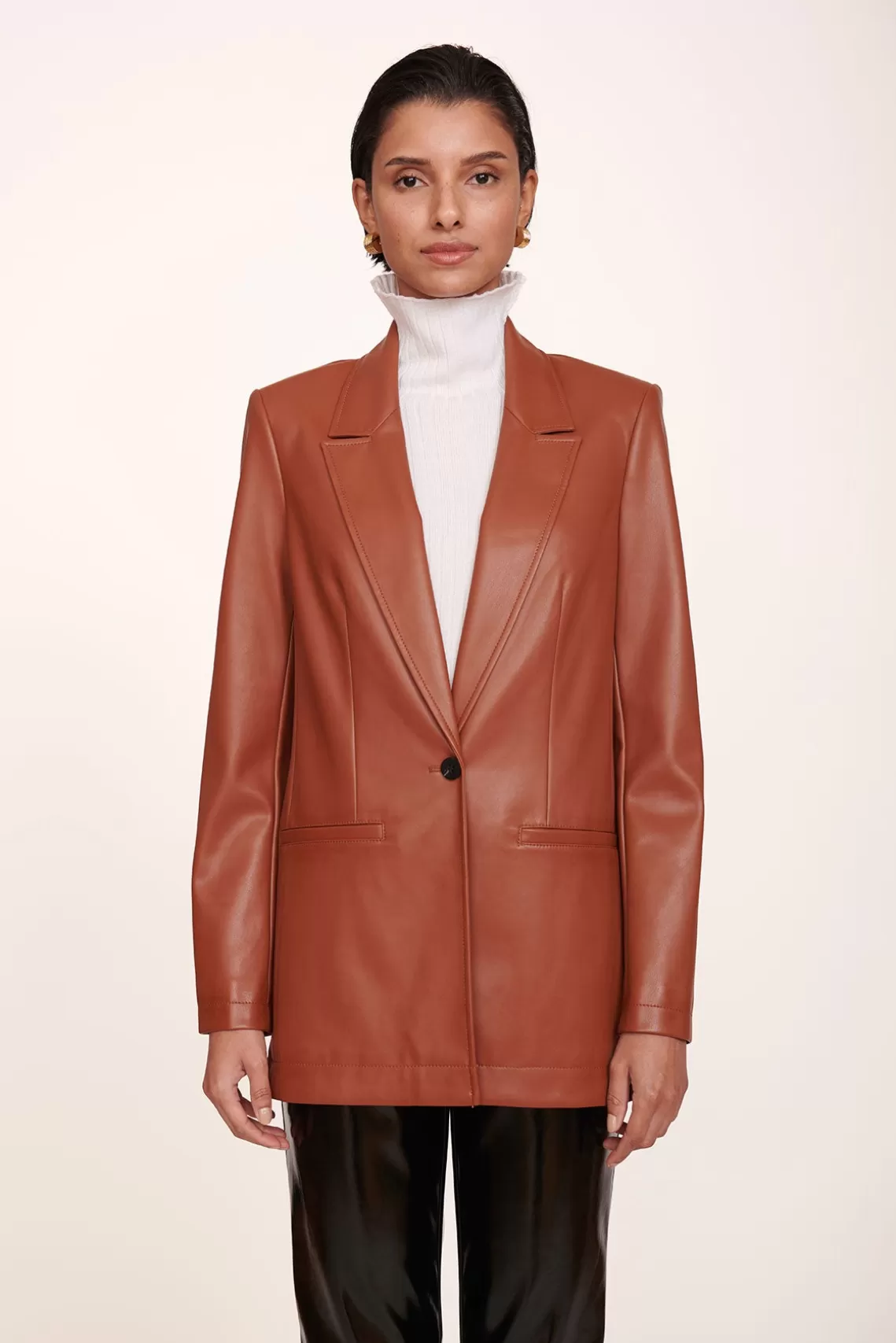 CLOTHING STAUD - MADDEN BLAZER WHISKEY VEGAN LEATHER