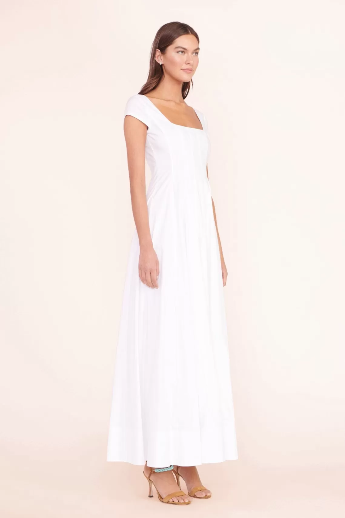 CLOTHING STAUD - MAXI SHORT SLEEVE WELLS DRESS WHITE