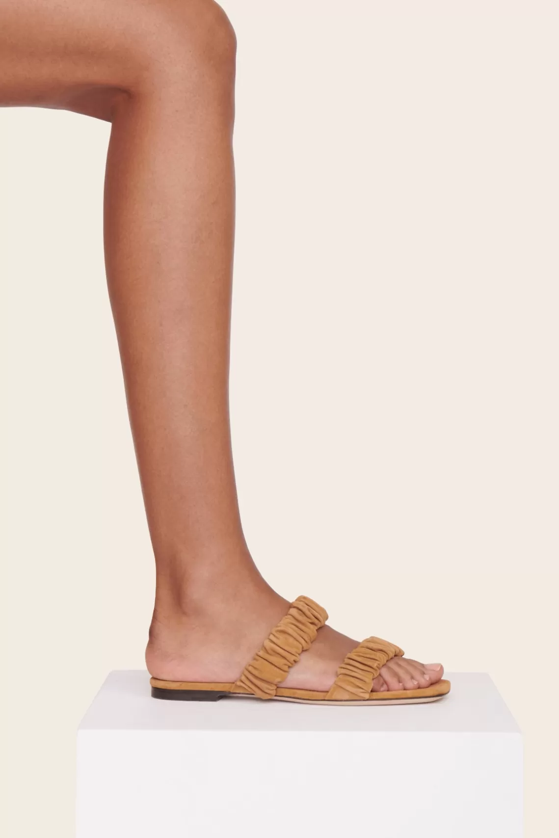 SHOES STAUD - MAYA RUCHED SANDAL CASHEW SUEDE