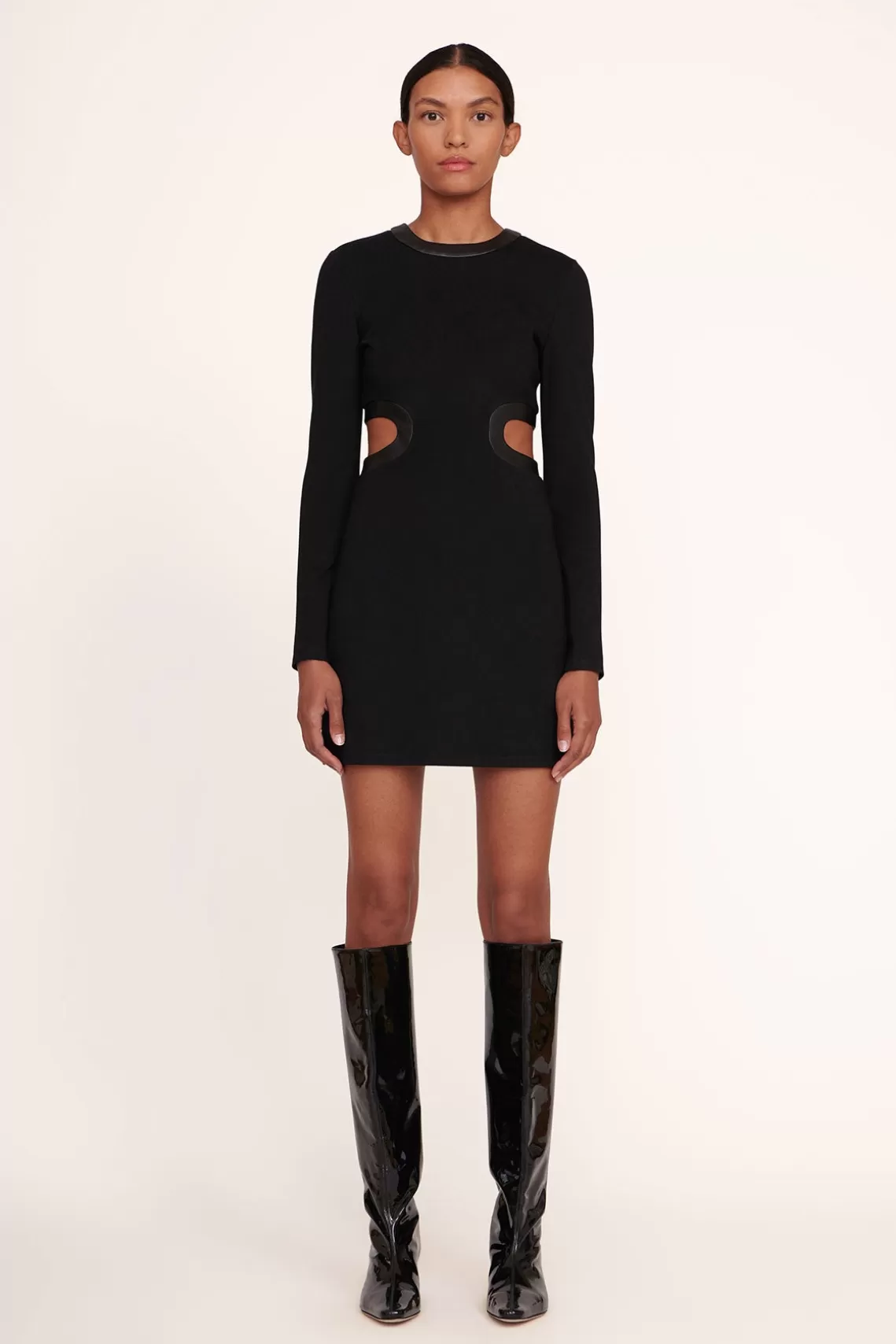 CLOTHING STAUD - MINI LONG SLEEVE DOLCE DRESS BLACK BLACK BLACK