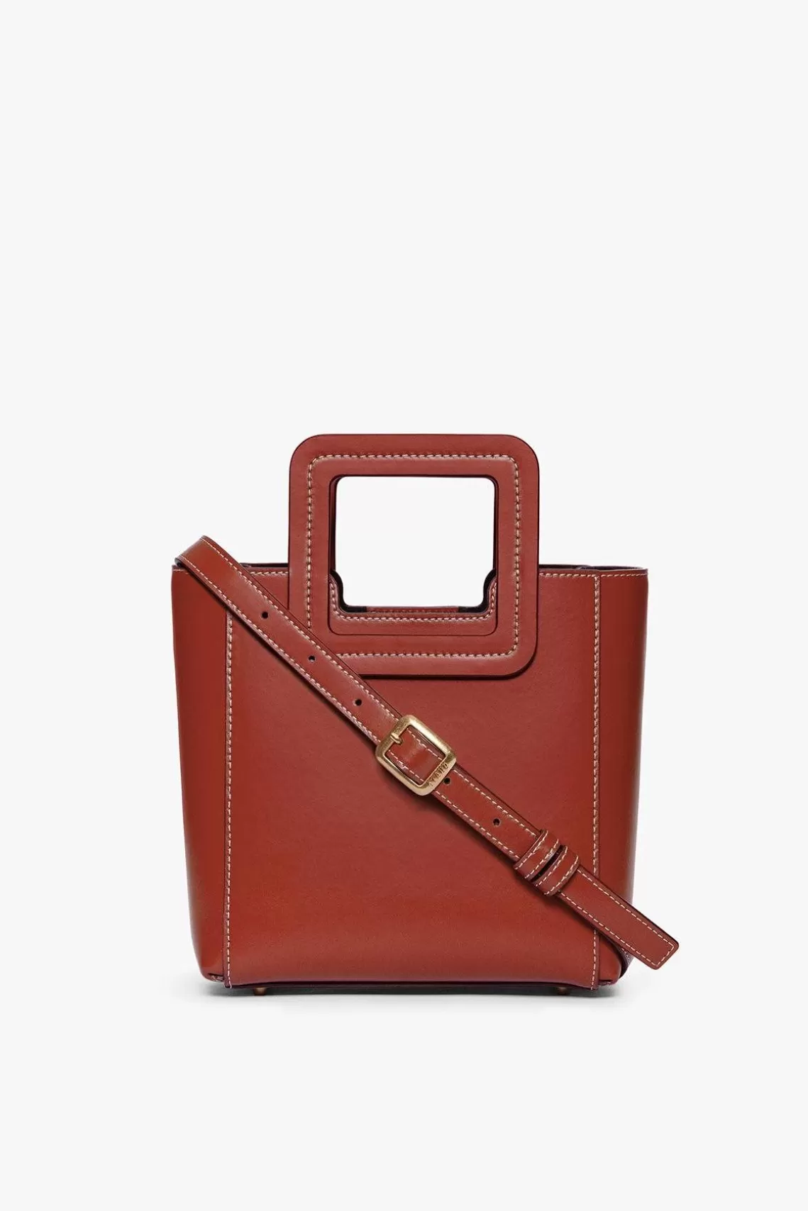 HANDBAGS STAUD - MINI SHIRLEY LEATHER BAG COGNAC