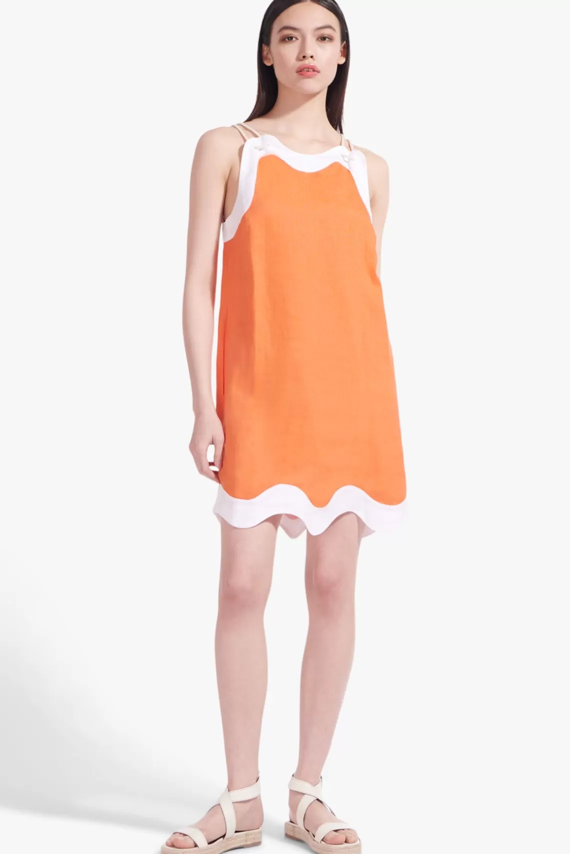 CLOTHING STAUD - RENATA DRESS TANGERINE WHITE