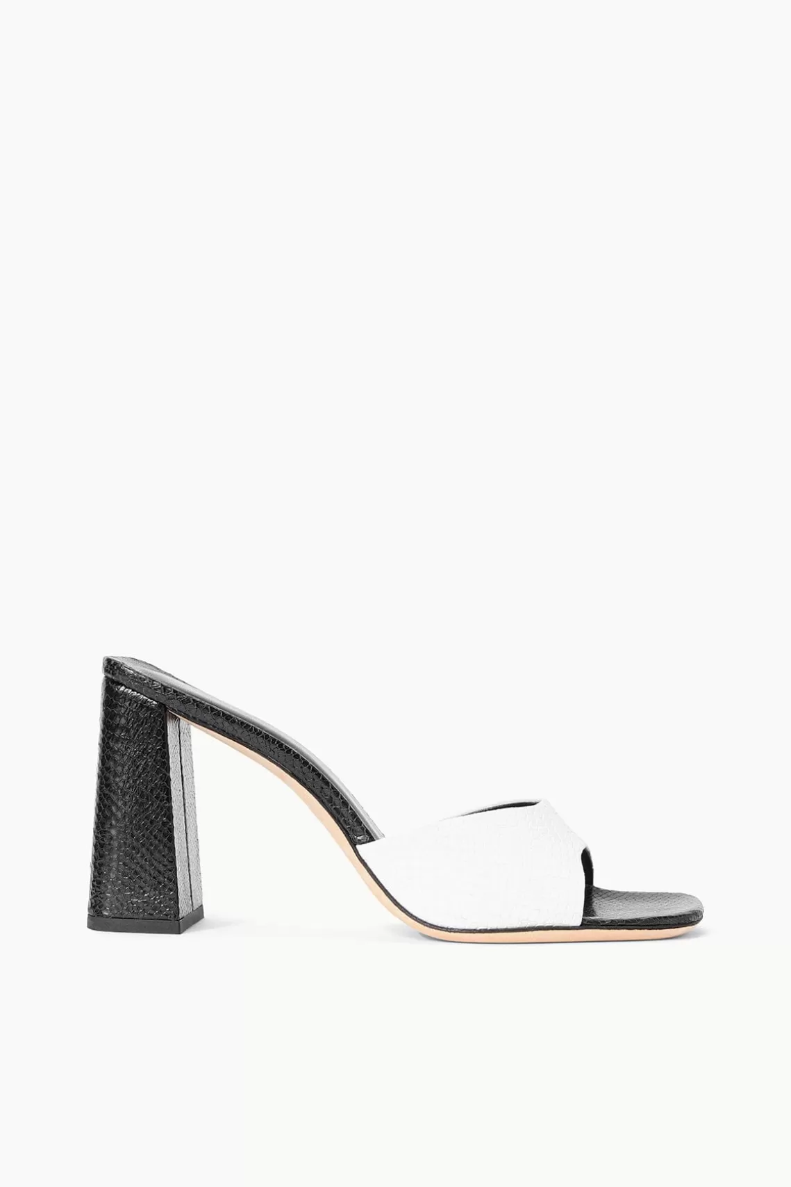 SHOES STAUD - SLOANE HEEL SNAKE EMBOSSED BLACK WHITE